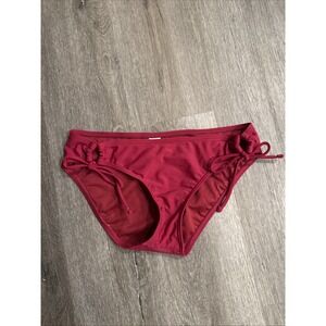 Women's size Small solid burgundy hipster bikini bottom side ties